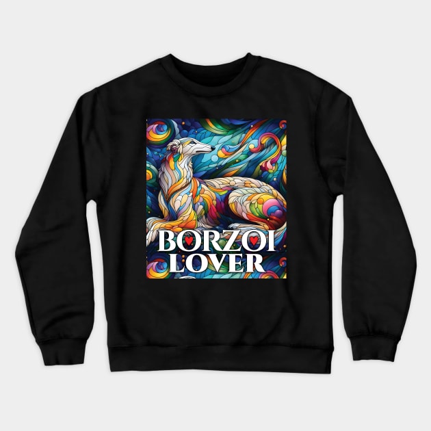 Borzoi lover, stained glass. I love borzois. Crewneck Sweatshirt by MrPila